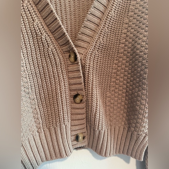 Abercrombie And Fitch Cotton Blend Seed Stitch Cardigan in Brown Sz S - Picture 7 of 7